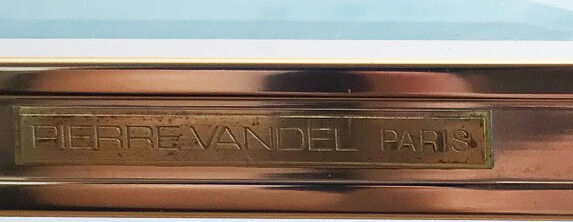 Square plexiglass coffee table, brass and glass Pierre Vandel