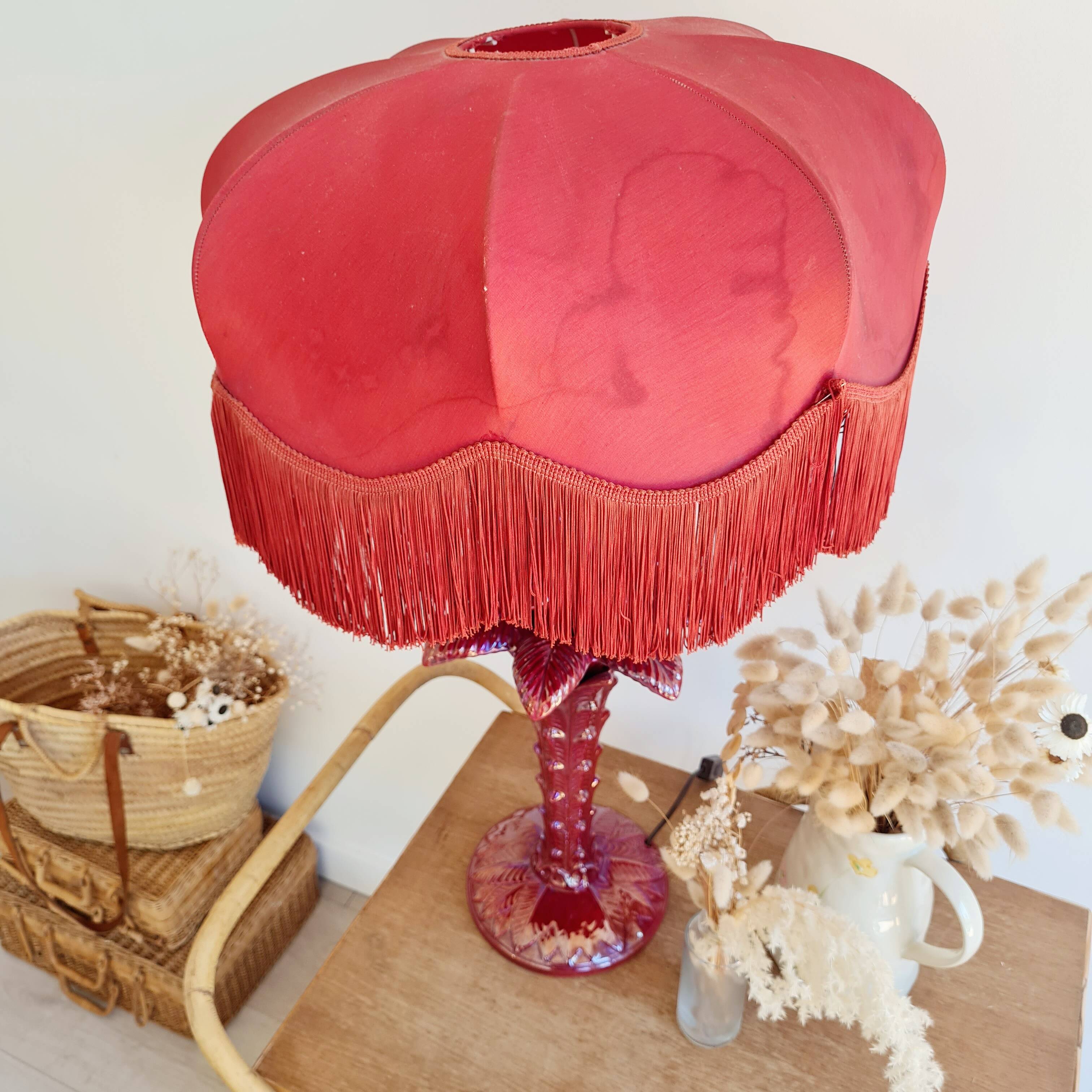 Antique red palm tree lamp, Italian design, 70s