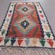 Vintage turkish kilim 130x78 cm wool kelim rug red blue