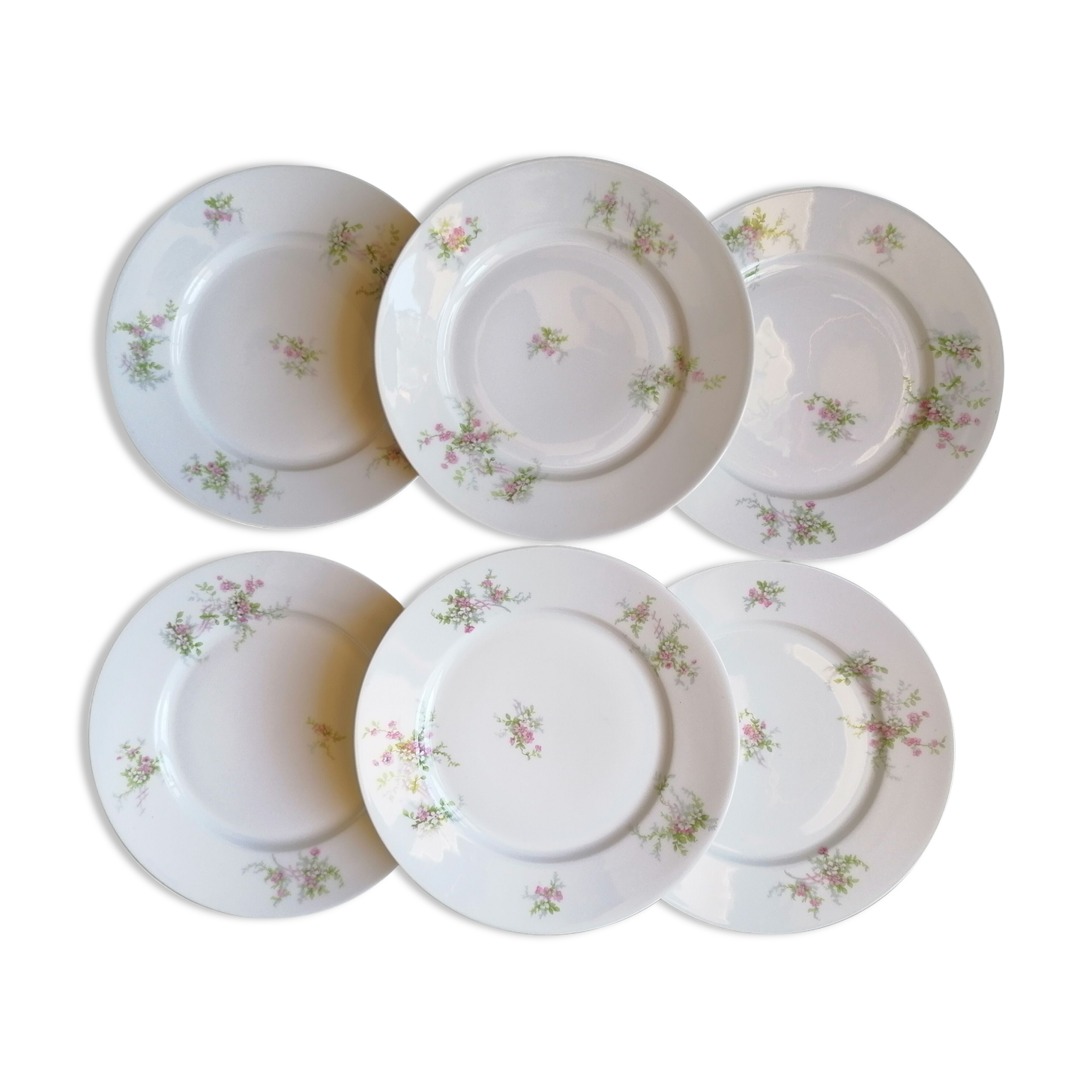 6 flat porcelain plates Limoges