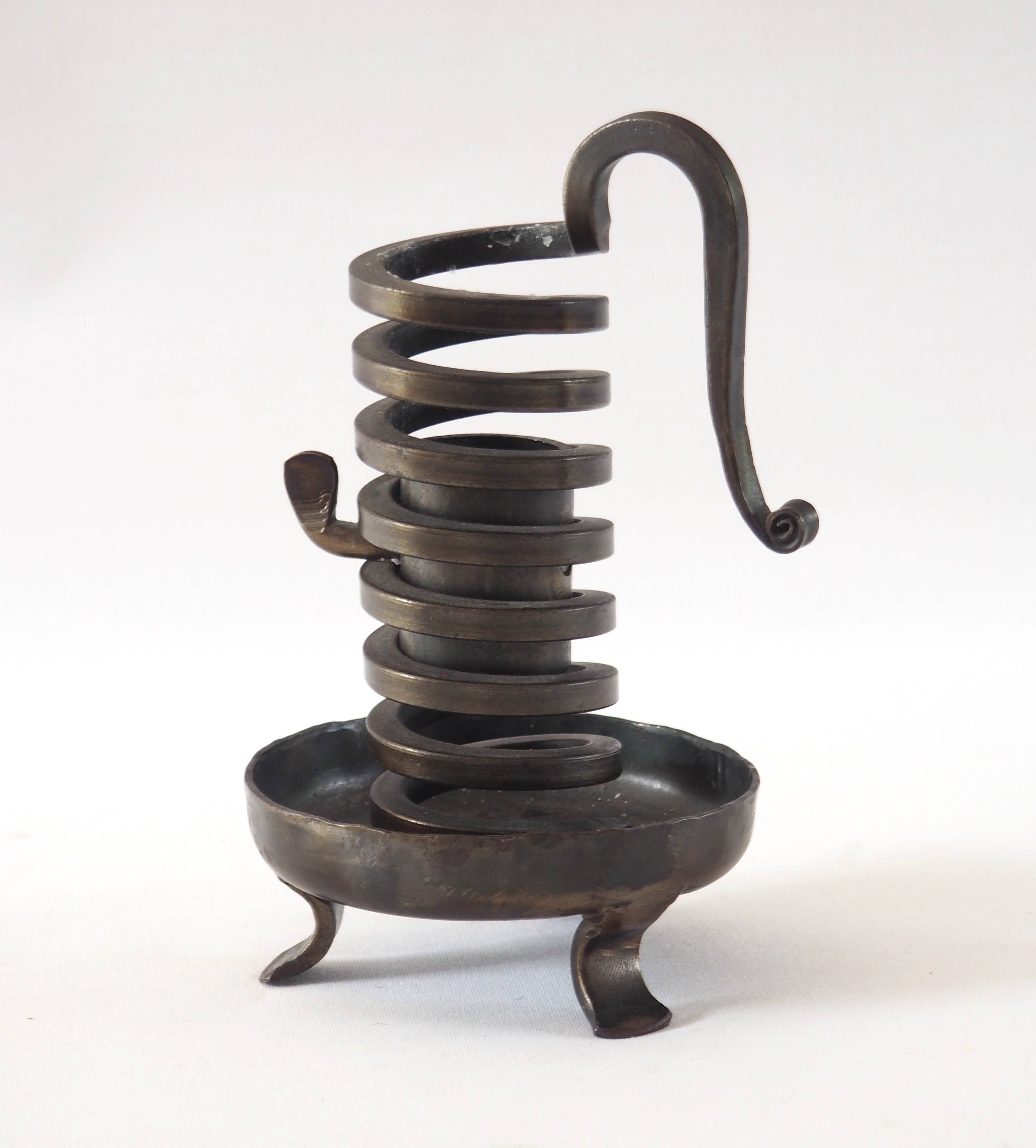 Wrought iron cellar rat candlestick
