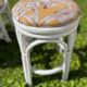 Vintage White Rattan/Bamboo Garden Furniture Set with 2 Chairs and a Stool