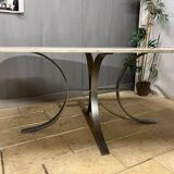 oval - rectangular marble and metal design table
