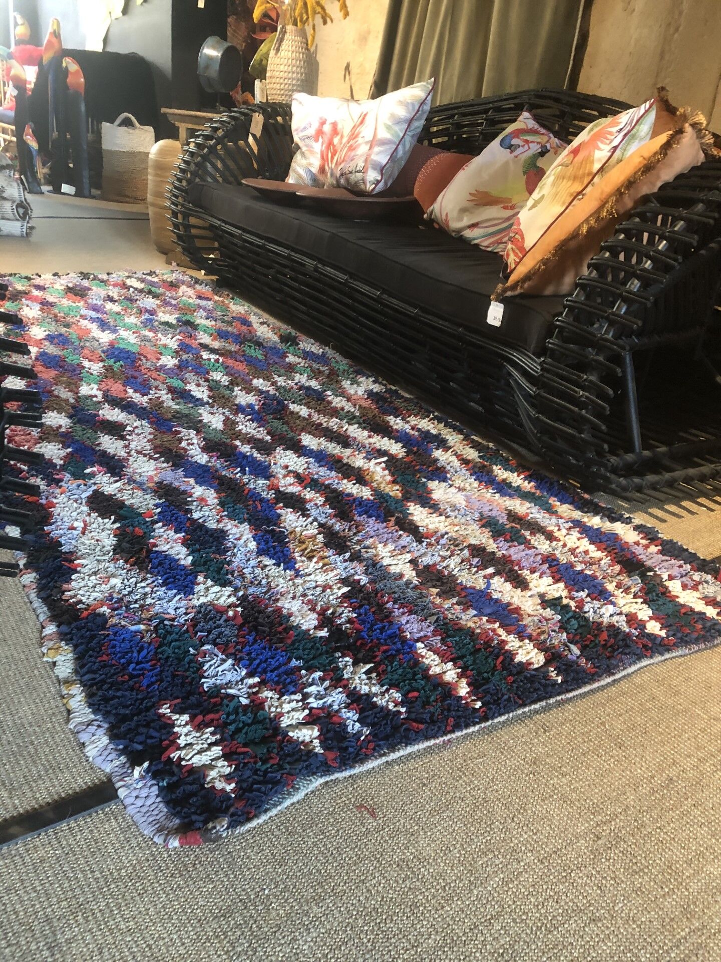 Berber rug Boucherouite, unique handcrafted piece
