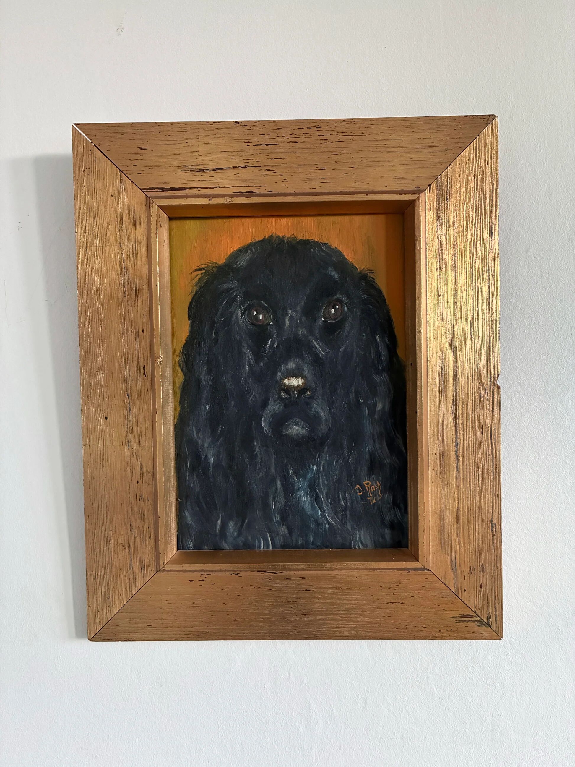 Vintage original dog portrait oil paintings set