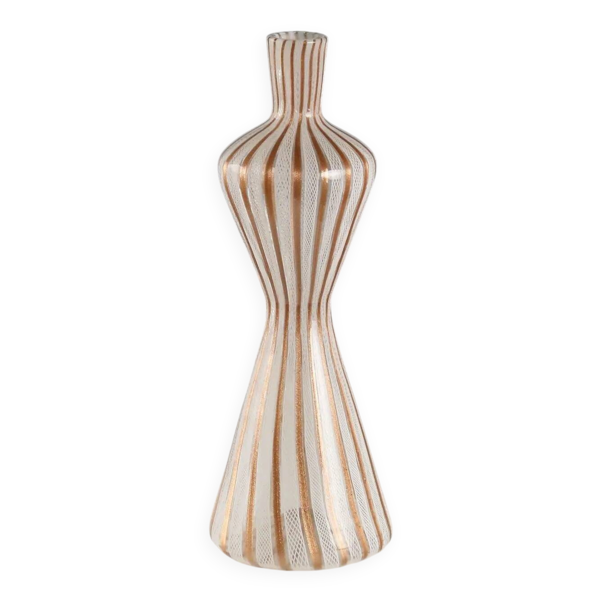 Vintage hourglass-shaped glass vase, designer, Italy, 1950s-1960s.