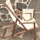 Deckchair with extension chaise longue, in wood and fabric