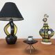 Yellow and black ceramic lamp, Vallauris