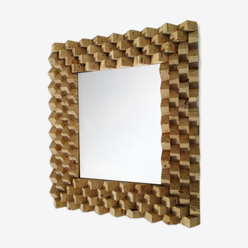 Mirror cork 70 80s original wood design decoration