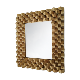 Mirror cork 70 80s original wood design decoration