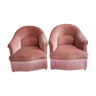 Pair of "toad" old pink armchairs