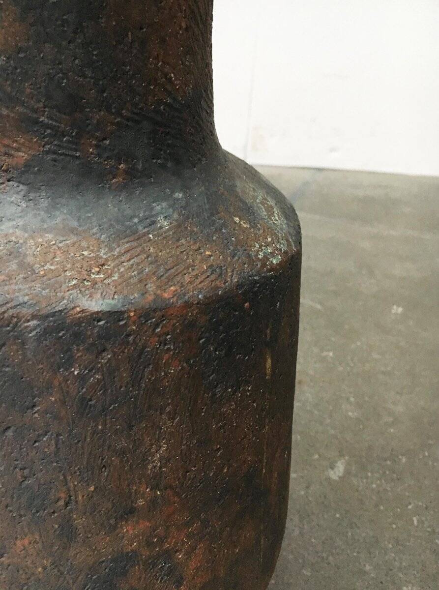 Brutalist ceramic vase in German mid-century style by Gerhard Liebenthron, 1969.