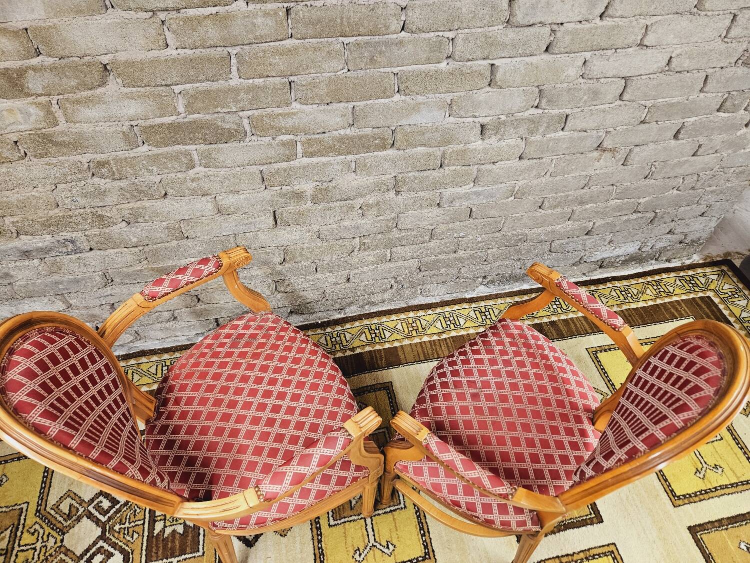 Pair of Louis XV style Medallion armchairs