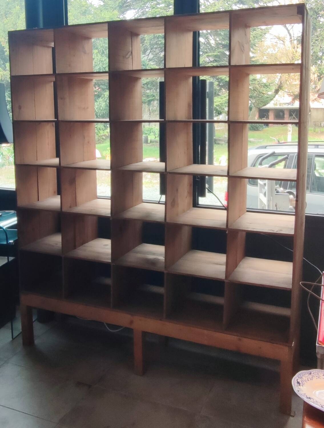 Large industrial-style shelving unit