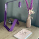 Agemob purple desk lamp in vintage Memphis style from the 80s and 90s.