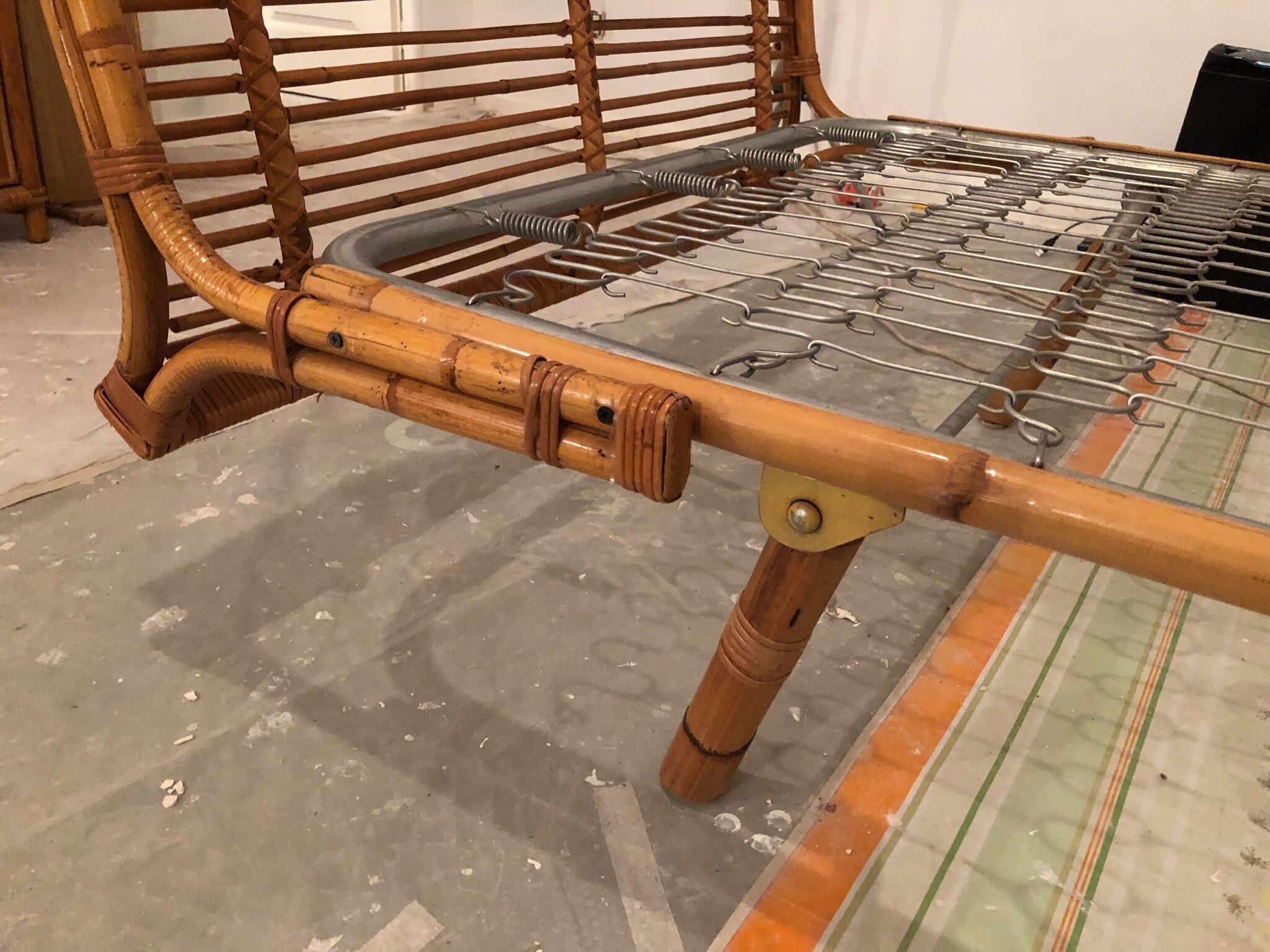 With integrated nightstands vintage rattan bed
