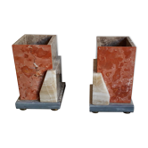 Pair of marble and onyx book clamts