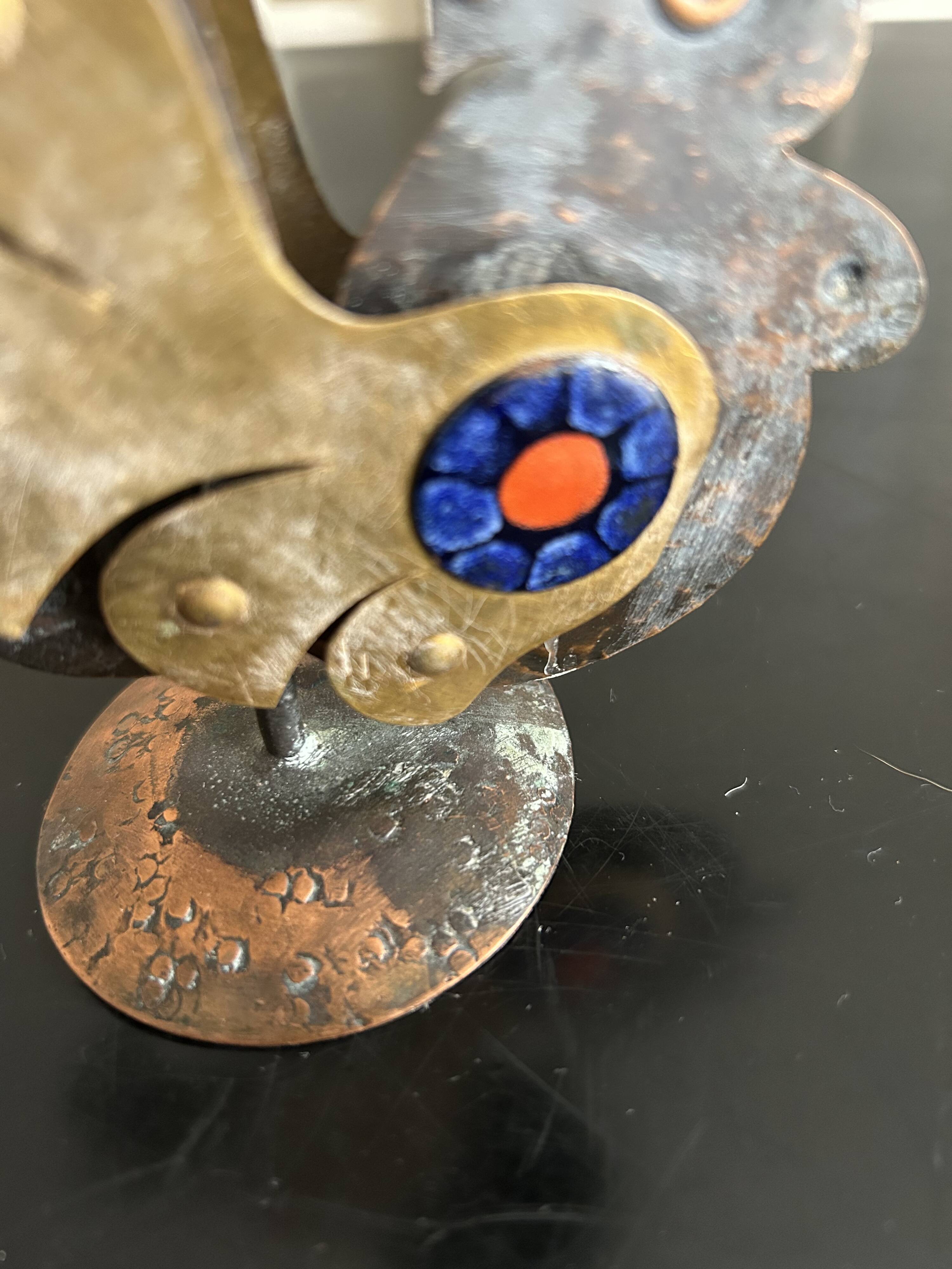 Copper rooster candle holder
