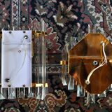 Duo of venini wall lamps, Murano, cut glass, Italy, 1970