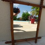 Mirror with turned wooden frame imitation bamboo