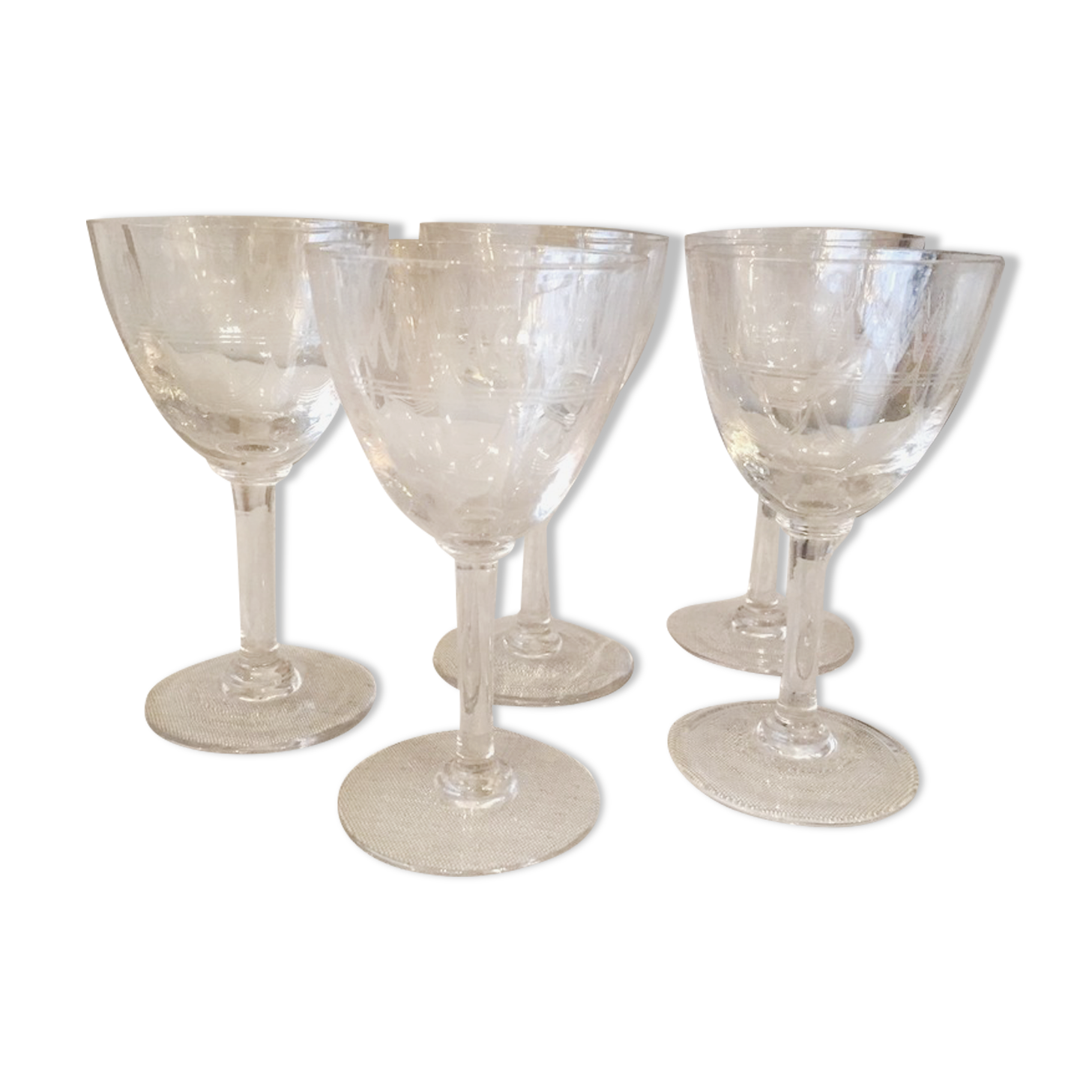 Suite of 4 glasses of port wine cooked in glass of the years 1930