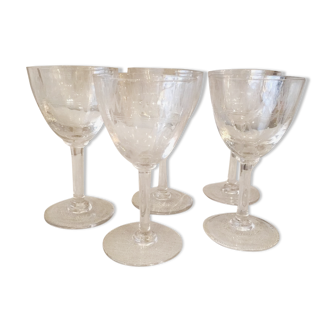 Suite de 4 verres a porto vin cuit en verre des annees 1930