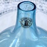 Vase boule soliflore Vintage verre bleu Aqua fait à la main années 90