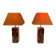Pair of Plexiglass Lamps Imitating Tortoiseshell, French Work,