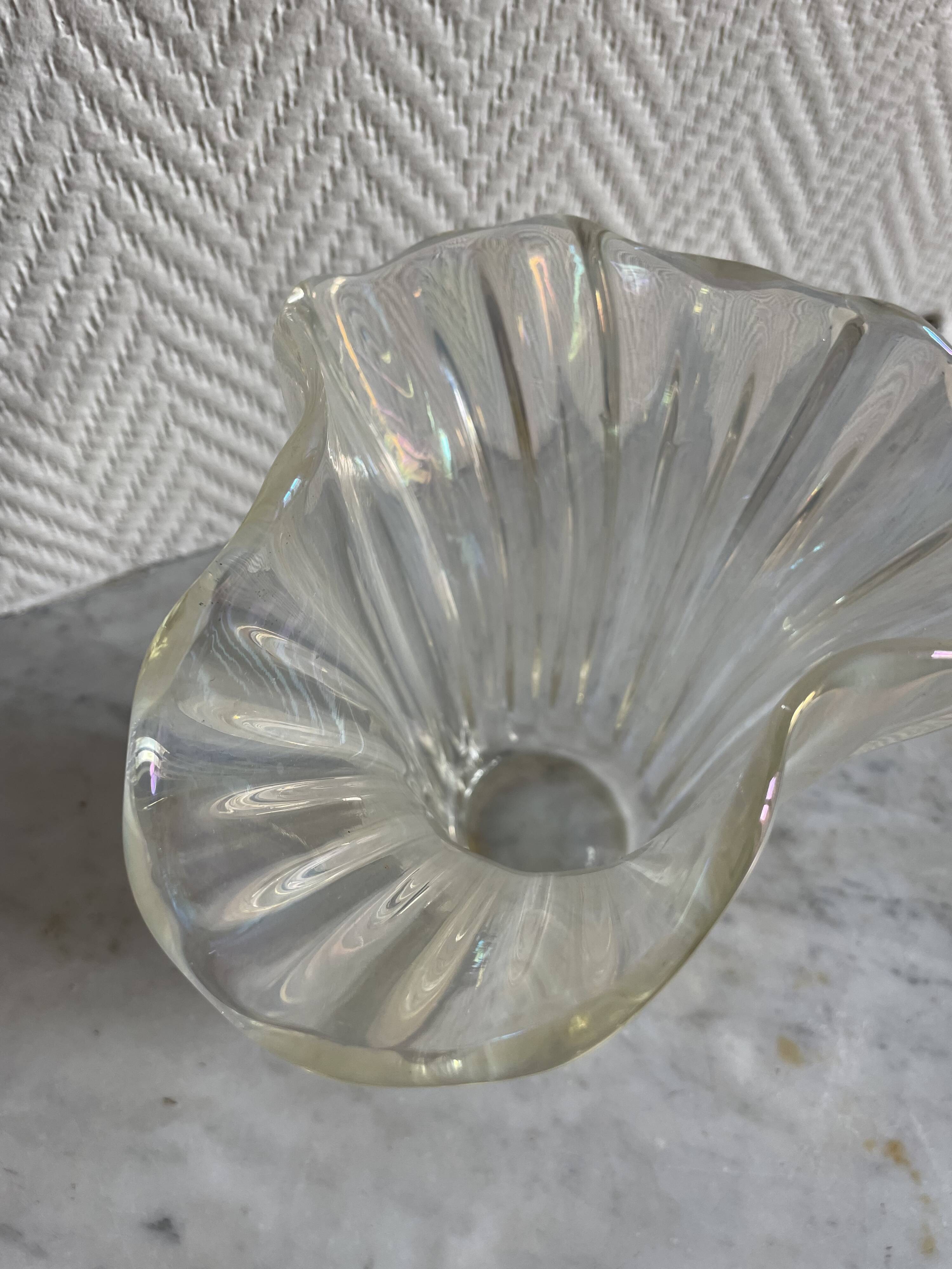 Vase verre aspect irisé