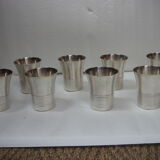 Shaker & 8 cups silver art deco, 1940/50