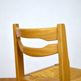6 vintage chairs in elm - set assisi straw 1970 / 1980