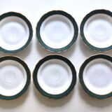 Set of 6 plates 19th green and gold edge