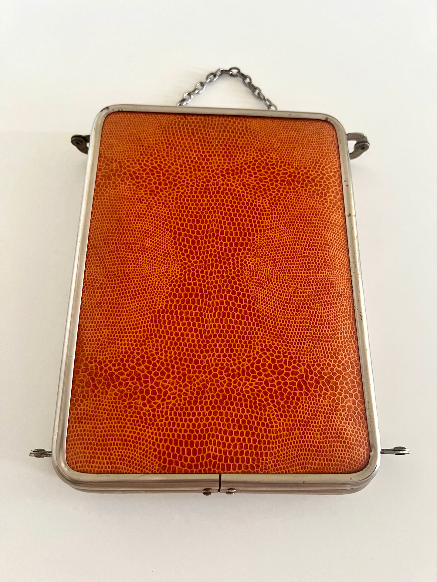 Antique Art Deco triptych barber mirror from the 1920s/30s – leather covering o