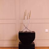 Table d'appoint/chevet totem en chene noir brule