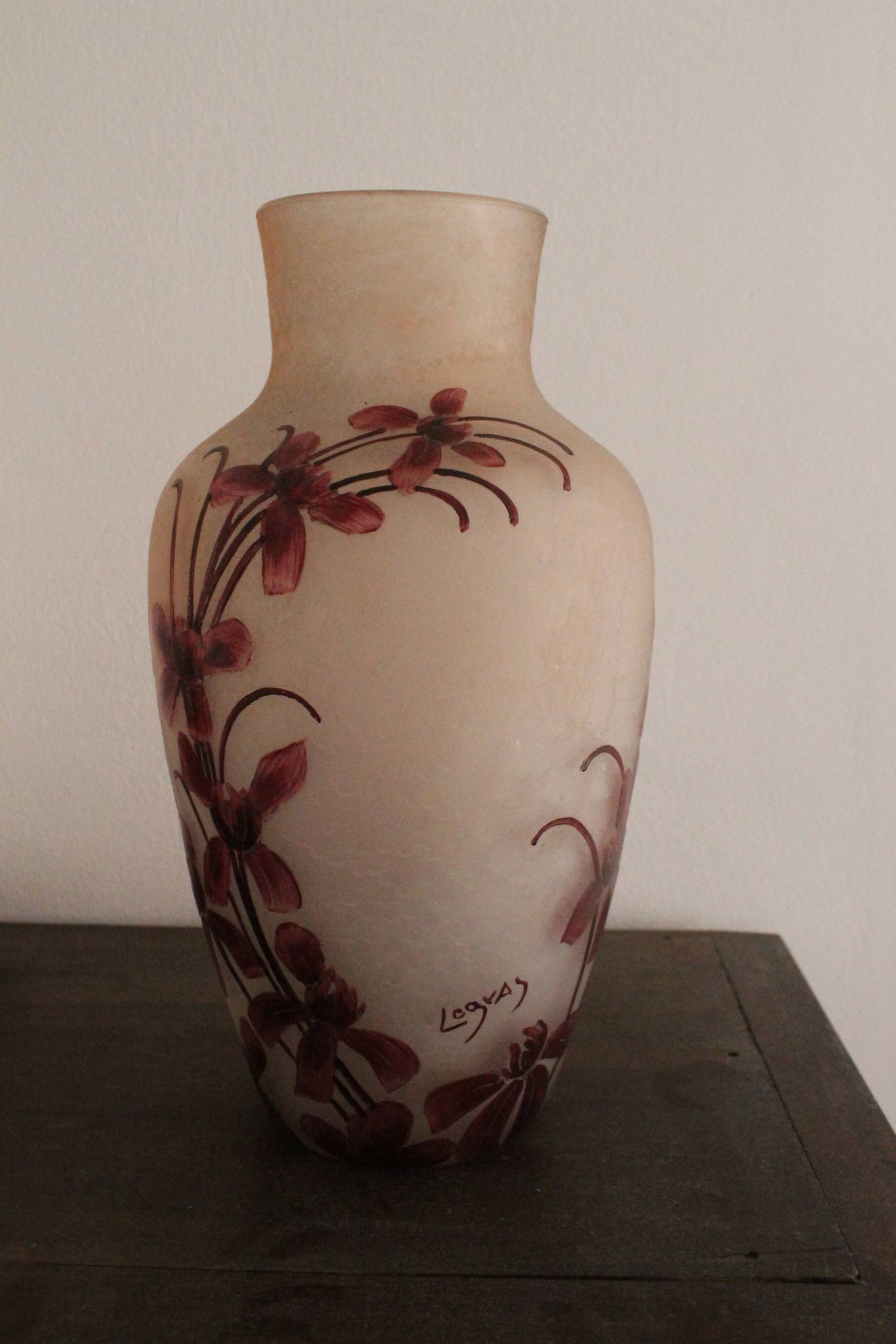 François Théodore Legras ovoid vase with flower decoration Rubis Art Nouveau