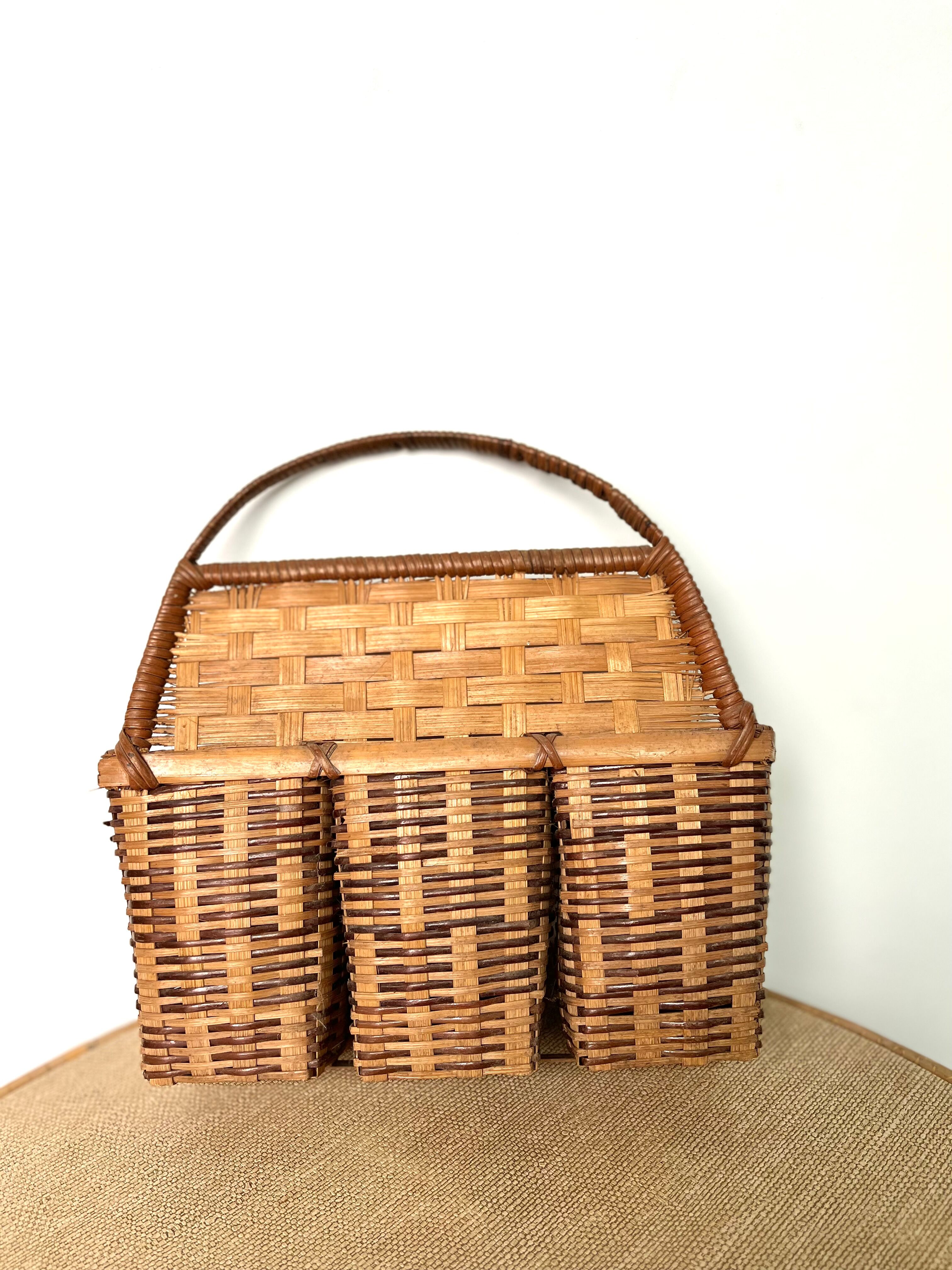 Vintage rattan hanging basket