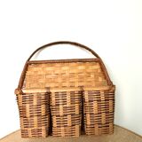 Vintage rattan hanging basket