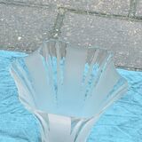 Globe tulipe en verre transparent et blanc, en forme de corolle de fleurs, vintage 1950