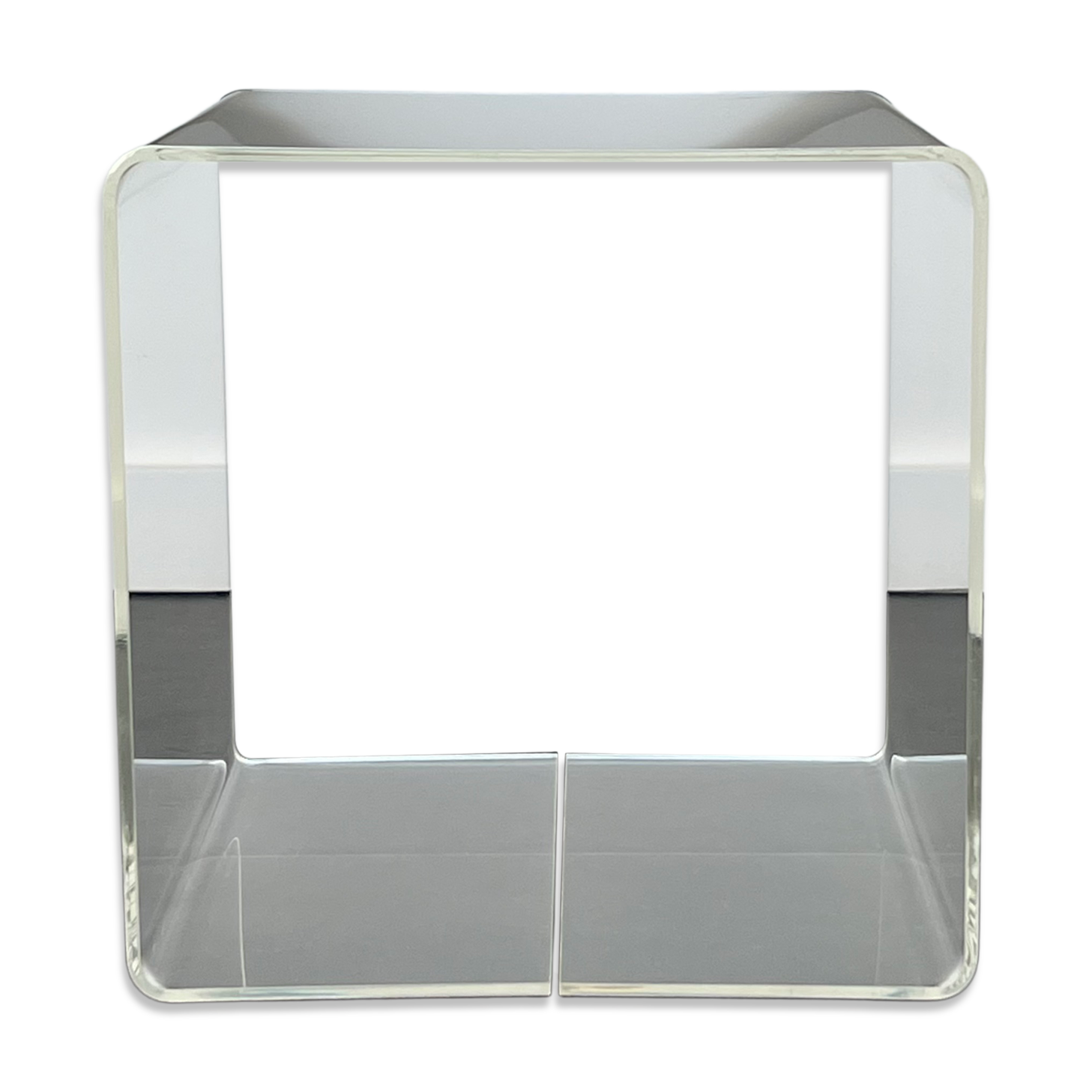 Side table, cube shelf in plexiglass by Michel Dumas, France 70s
