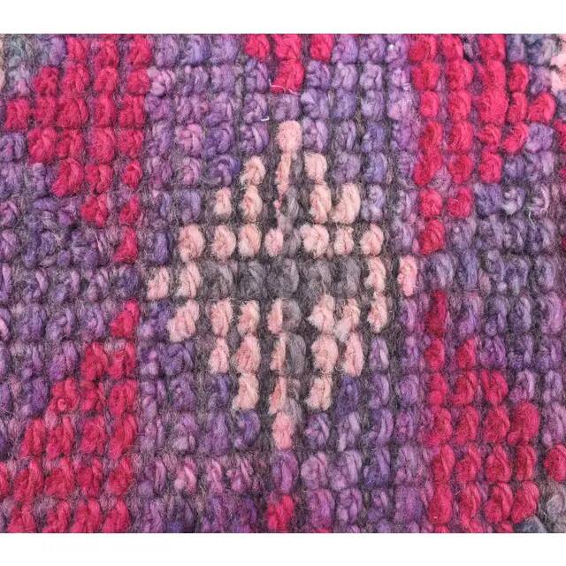 Pink-gray vintage Turkish hand-knotted tribal runner 79x390