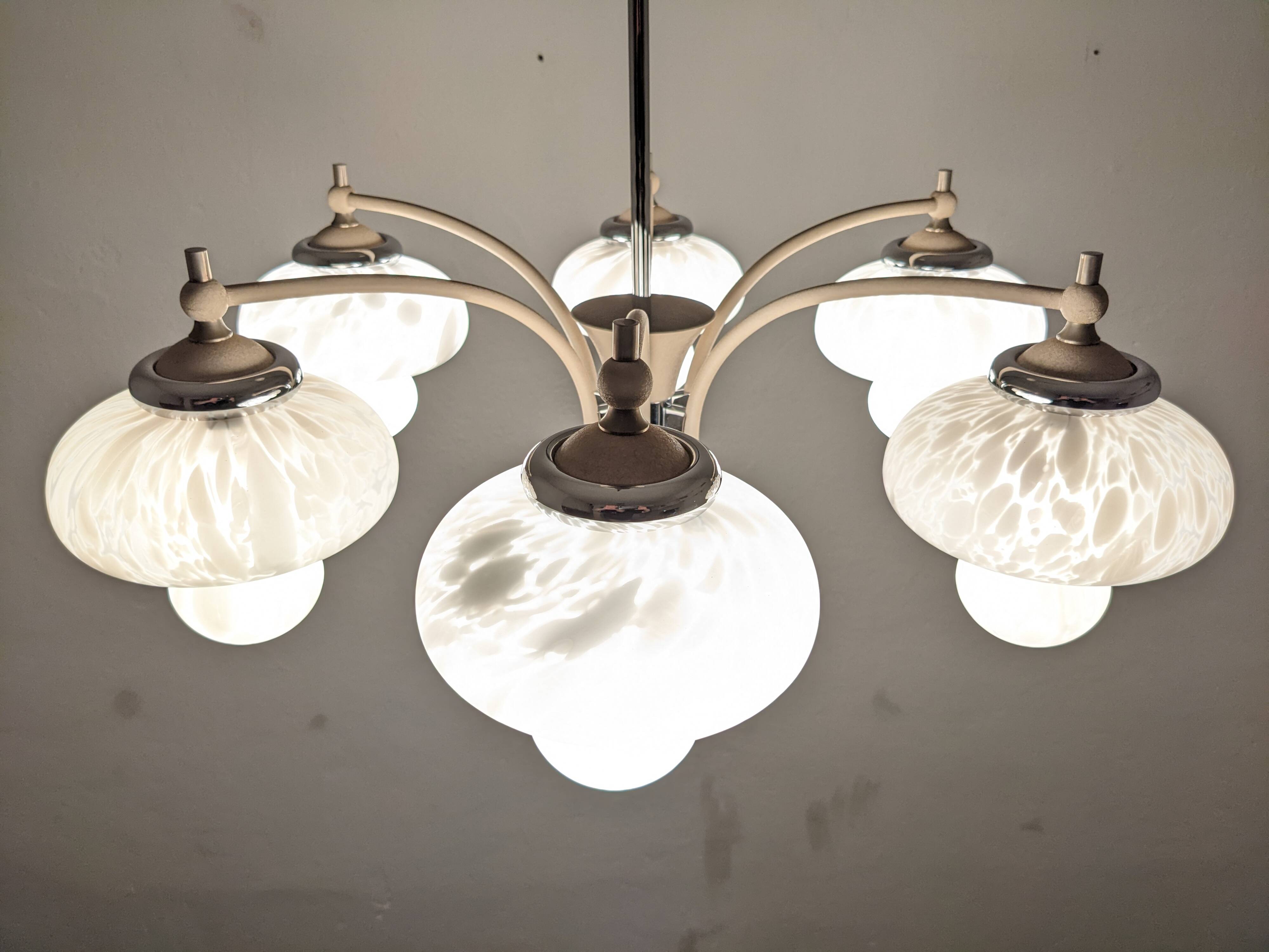 Space age Sputnik chandelier with 6 lights, 50s-60s