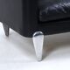 Vintage danish soren holst black leather 2 seater sofa with aluminium legs