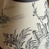 3 abats-jours en toile de Jouy grise et beige