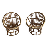 Pair of rattan shell armchairs, 1960s