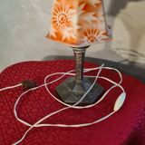 Antique 1930s regul lamp with painted opaline lampshade, art deco, 36x18