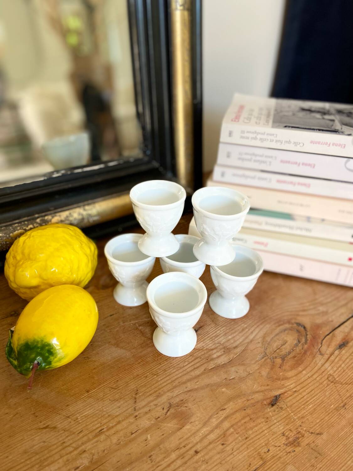 Six porcelain "Clover" egg cups - 1970.