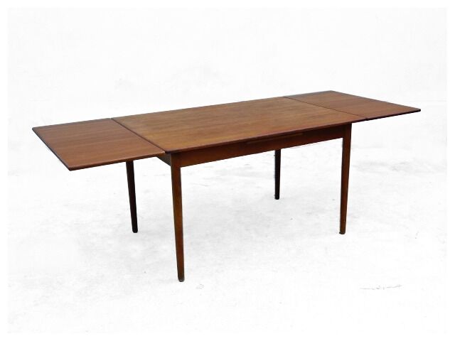 Table de repas danoise par Verner Pedersen scandinave teck 1950 estampillée