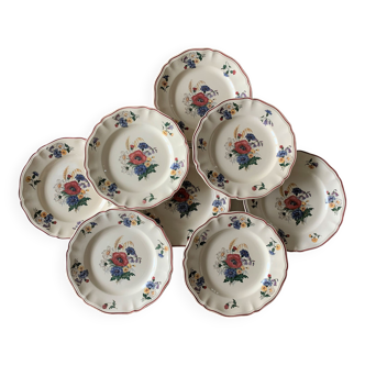 8 assiettes anciennes en faïence de Sarreguemines