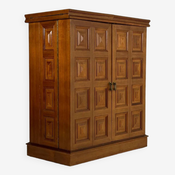 Rare French Brutalist Bar Cabinet "Magic Box" in Oak