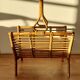 Handmade rattan magazine holder 1960